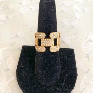 Swarovski Cube Ring Size 9 Gold and Clear Crystal RARE
